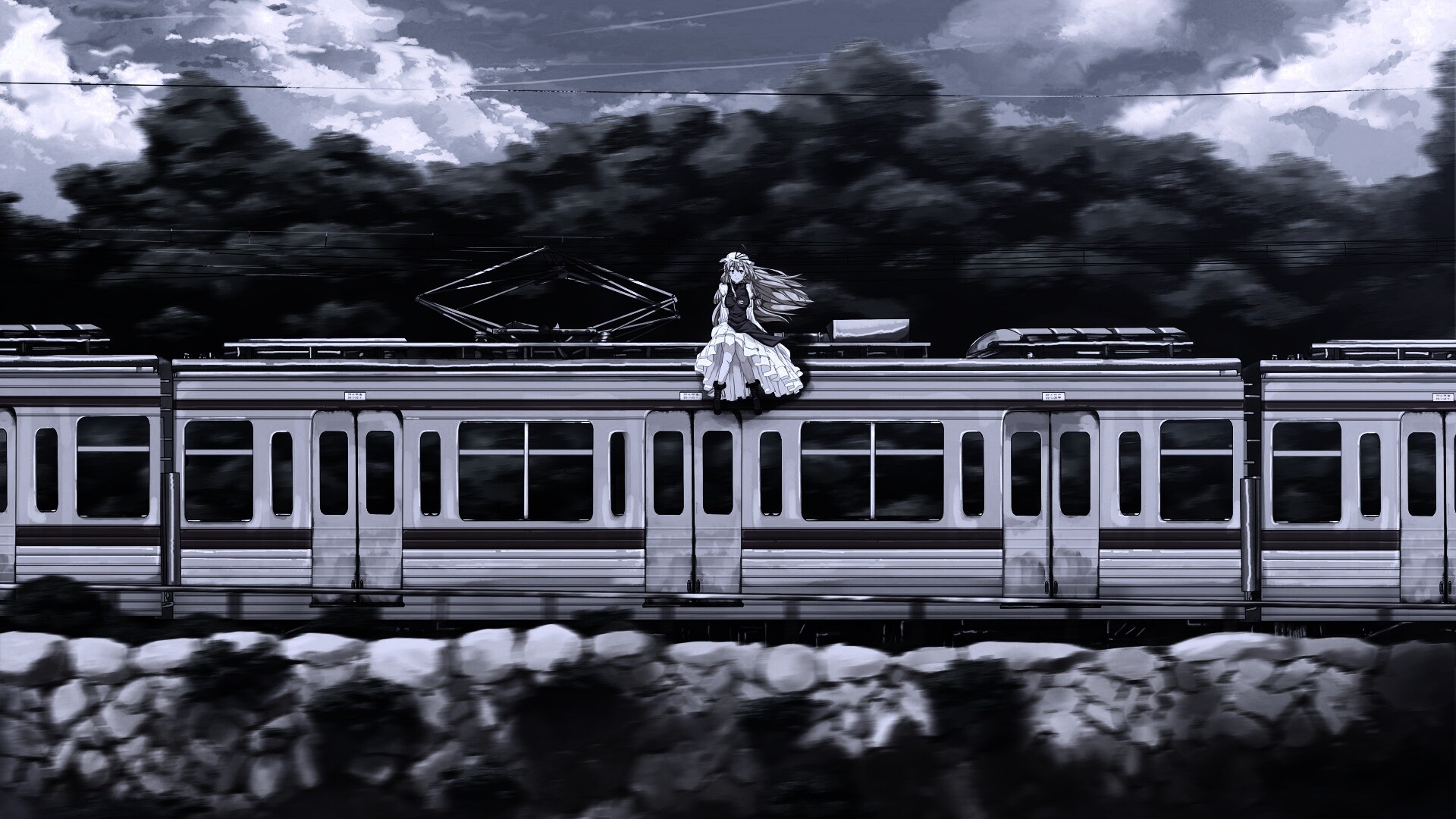 Девушка на крыше поезда обои