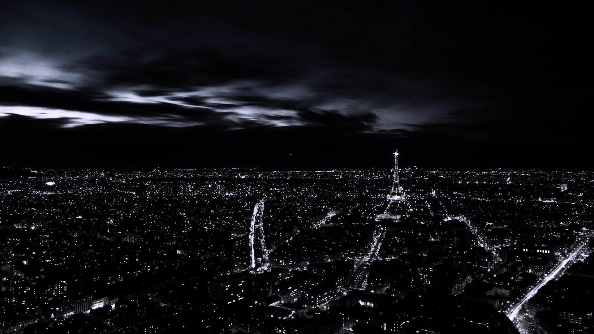 Вид на ночной Париж обои