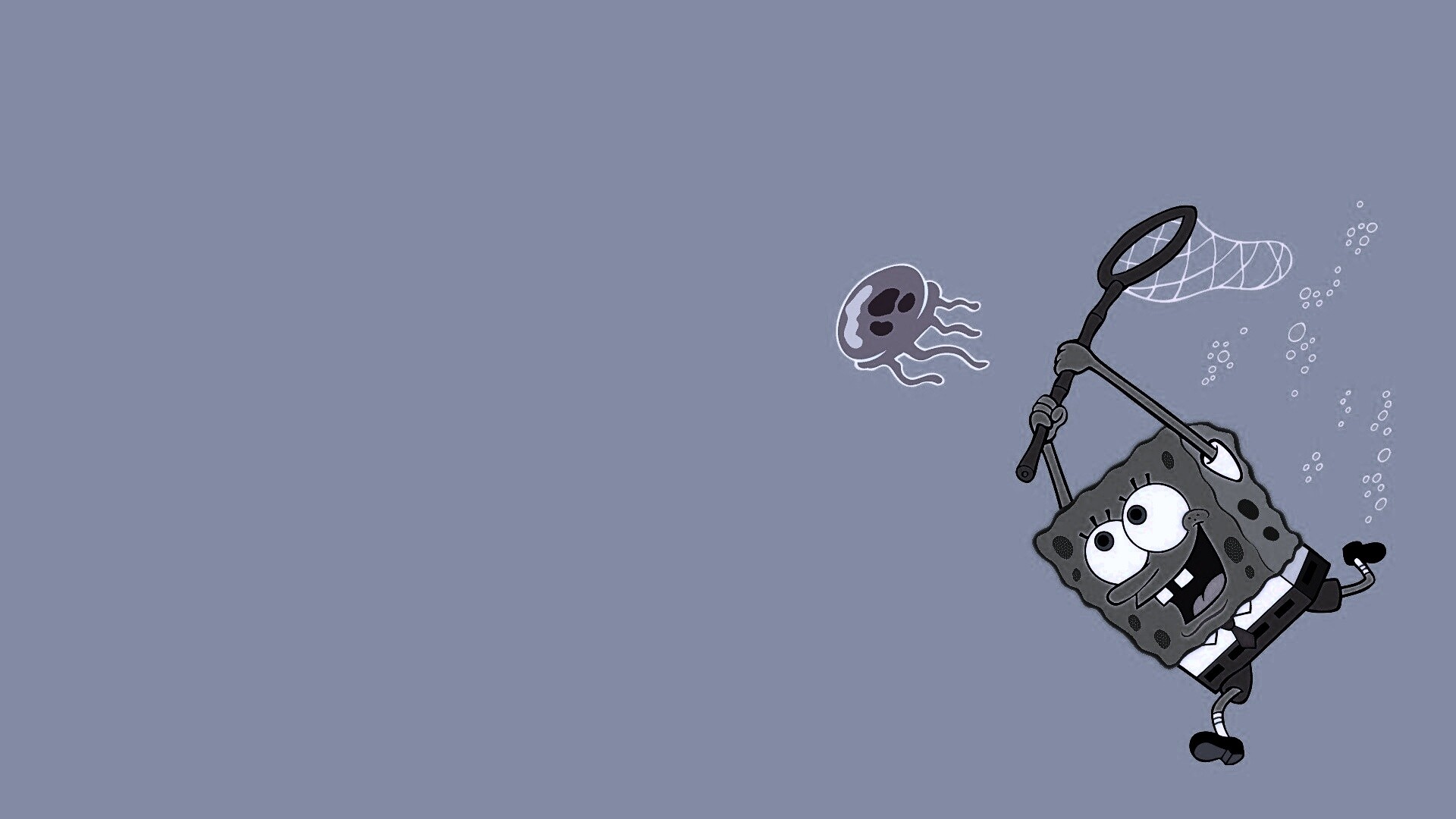 Губка Боб гонится за медузой обои