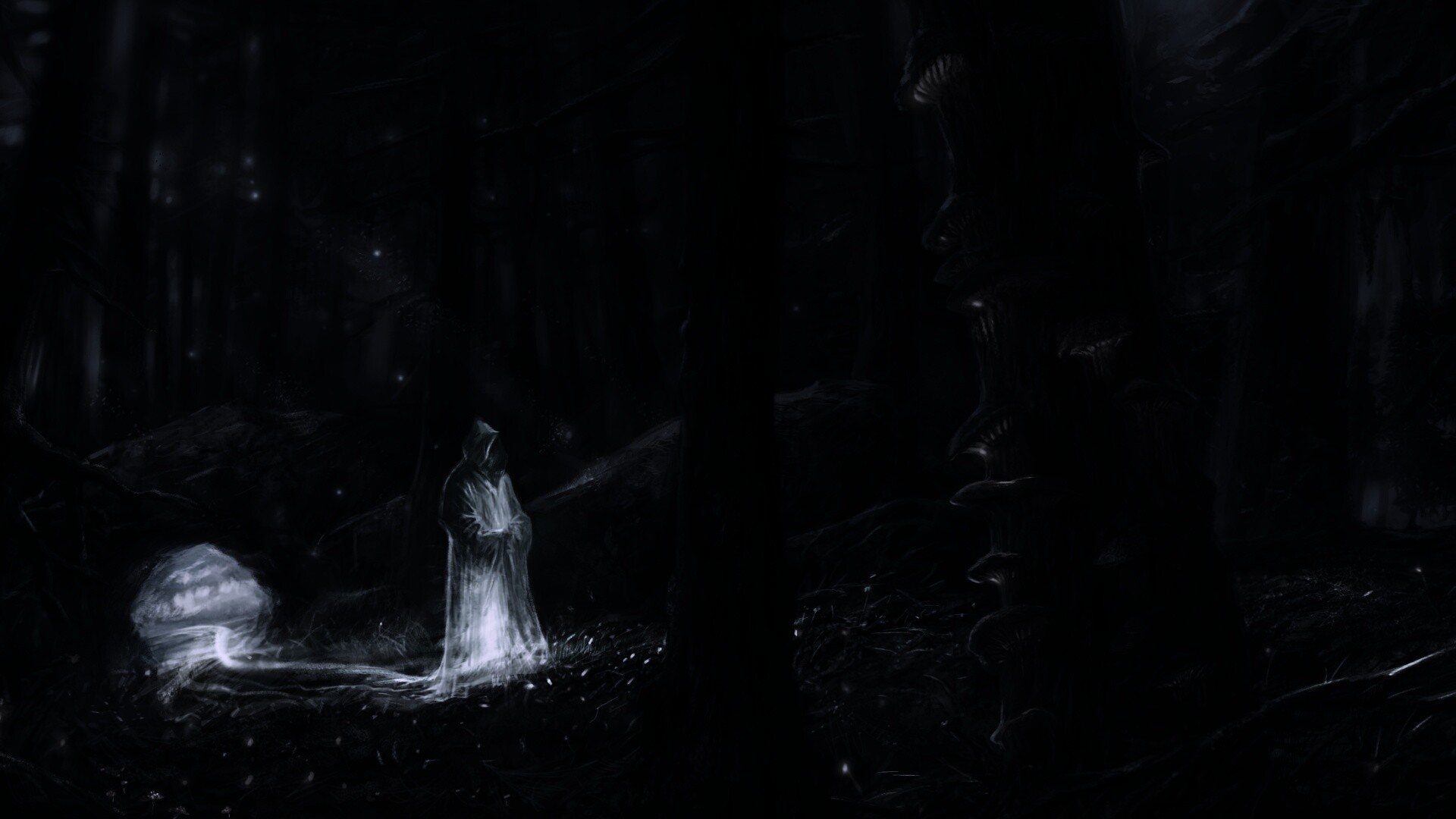 Маг света в лесу обои