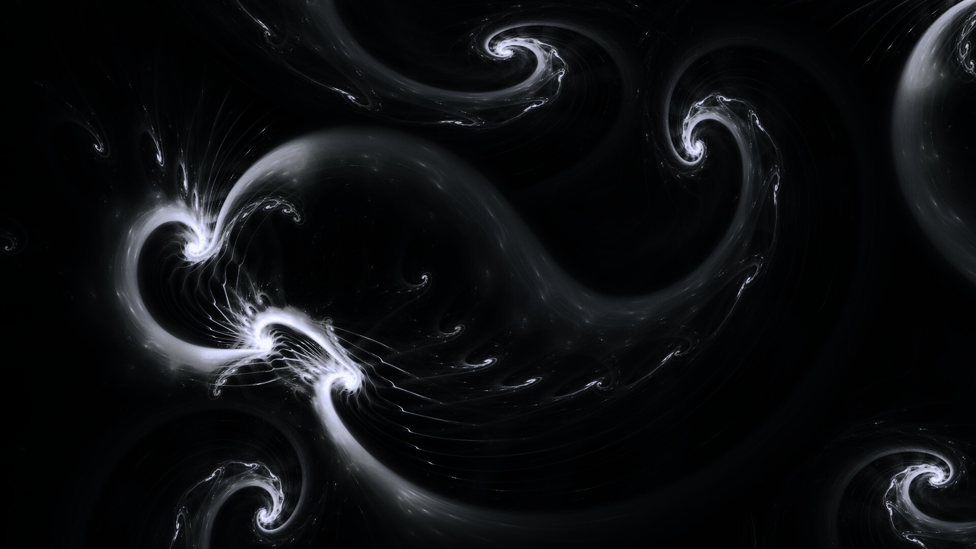 Спиральные абстрактные фракталы зеленого цвета обои