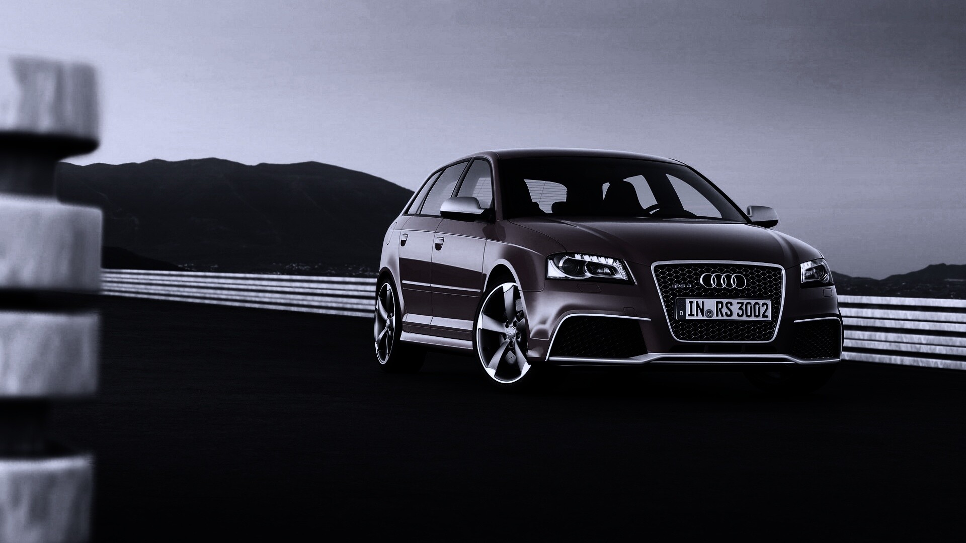 Красная Audi RS3 спереди обои