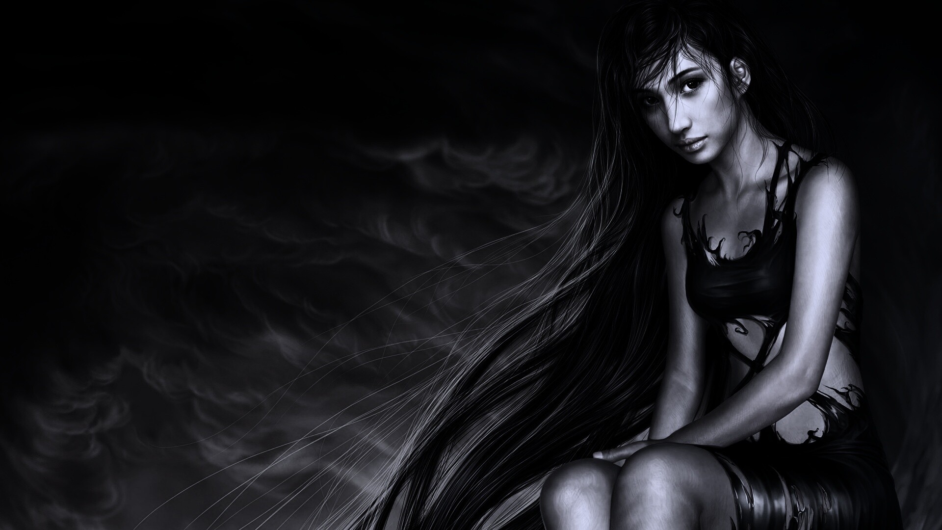 Девушка с длинными волосами обои