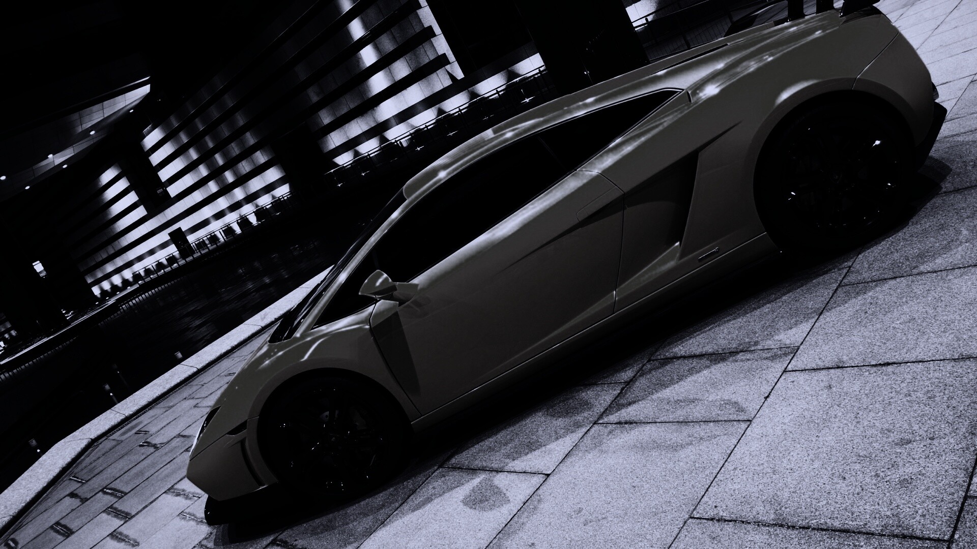 Желтая ламборджини в автосалоне обои