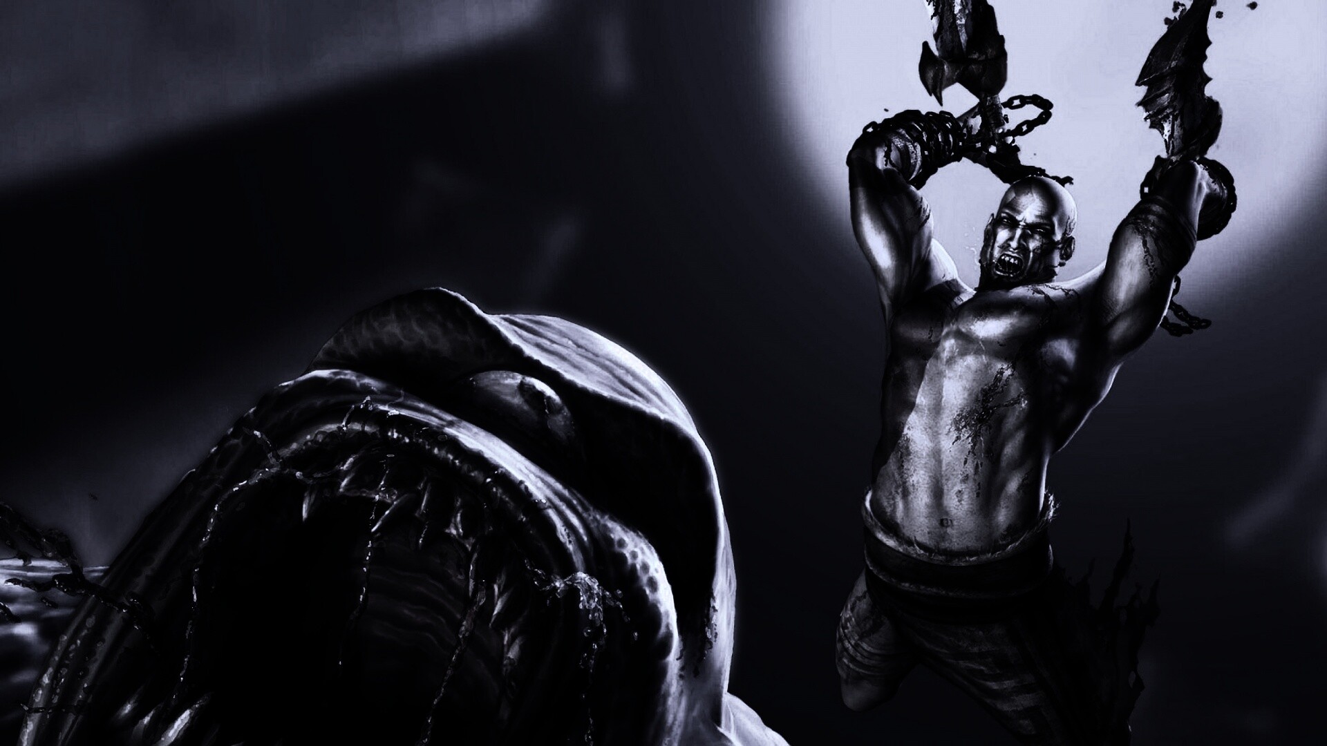 Кратос против монстра обои