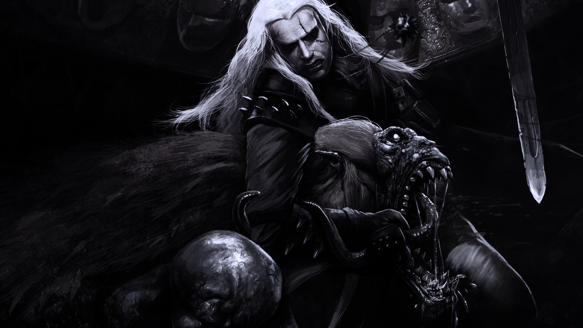 Ведьмак и монстр обои