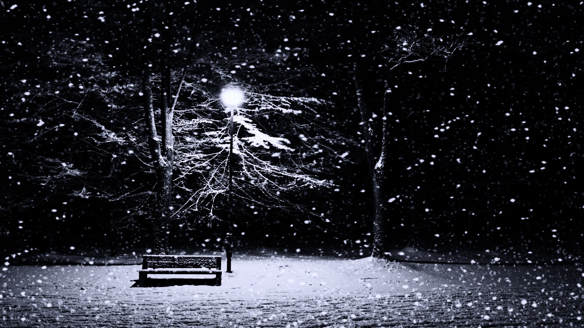 Ночь..улица..фонарь..скамейка.. обои