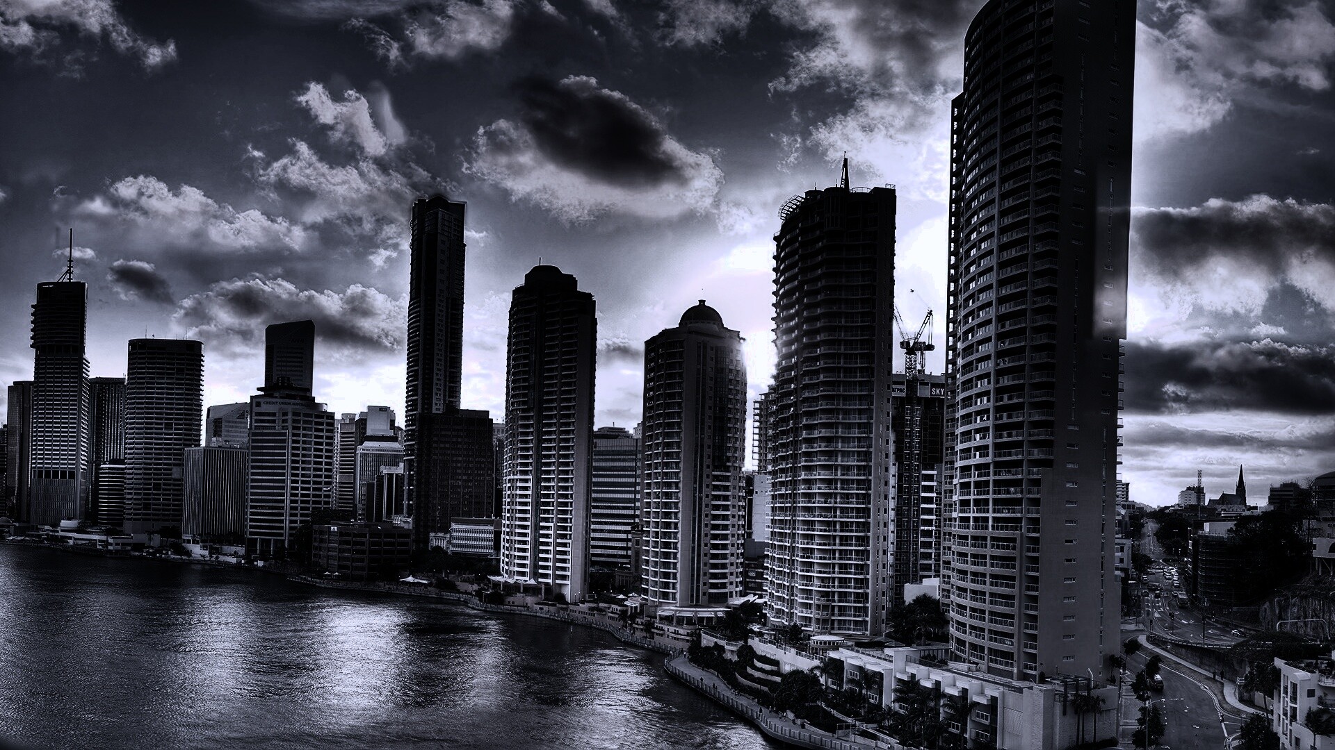 Город на берегу обои