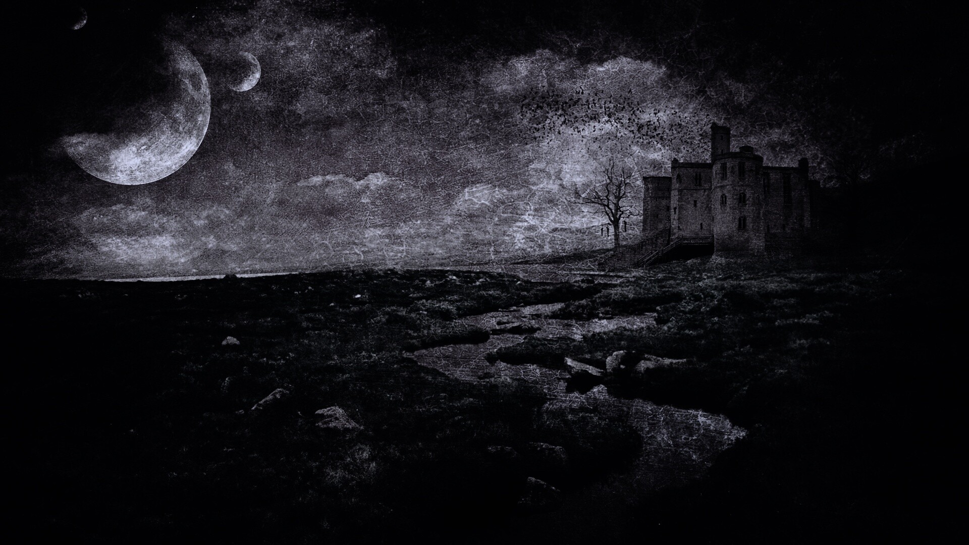 Старинный пейзаж с замком обои