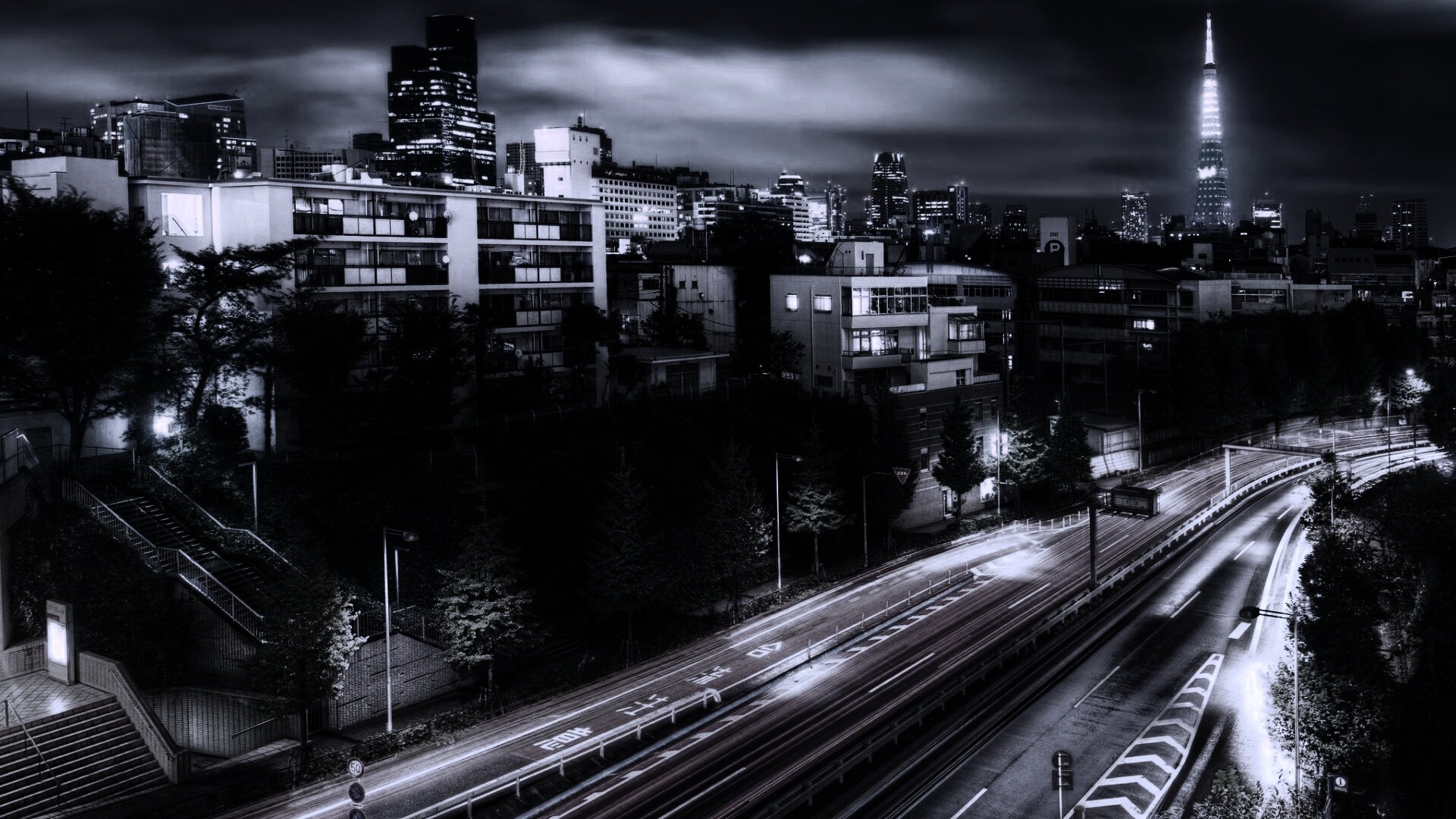 Светящийся город обои