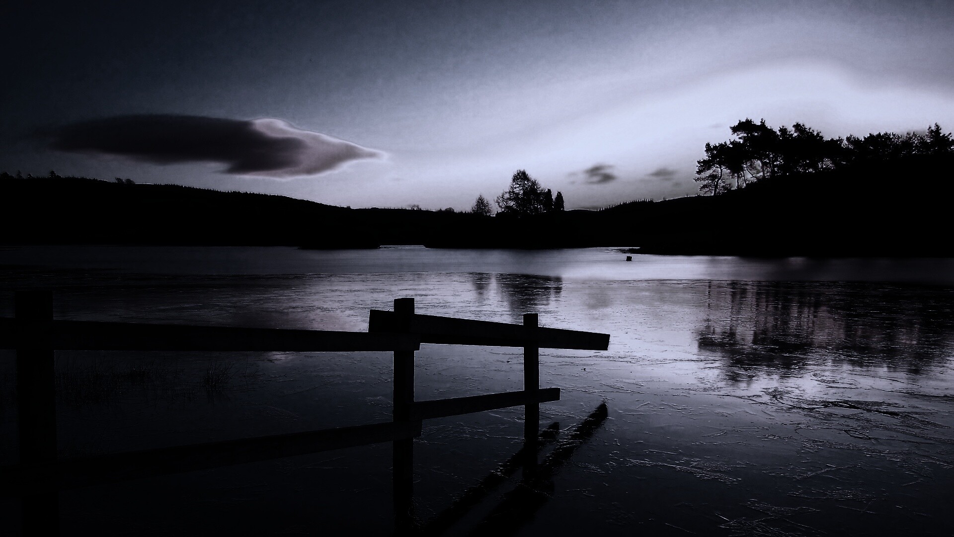 Красивый закат на озере обои