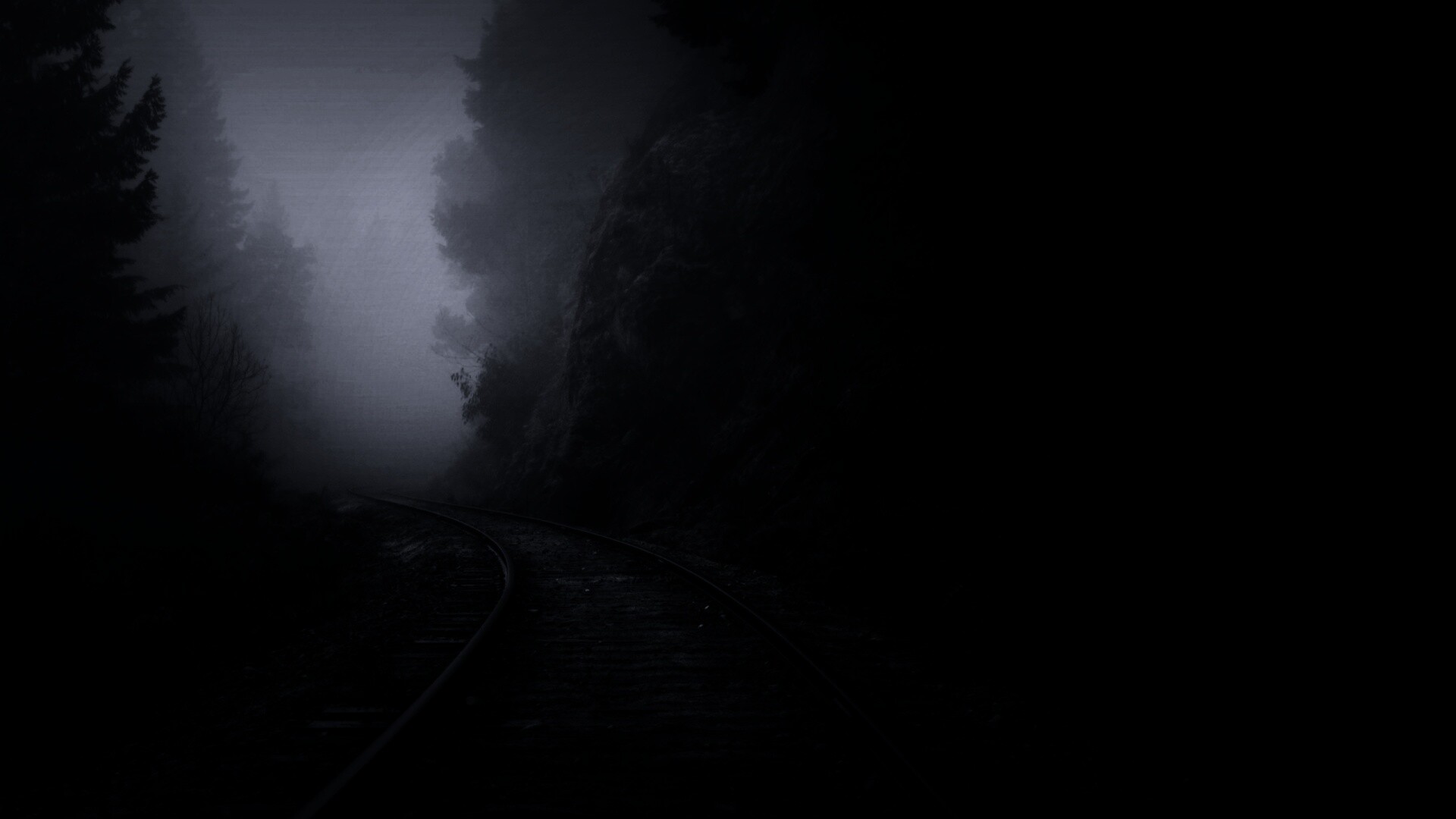 Рельсы уходя в туман обои