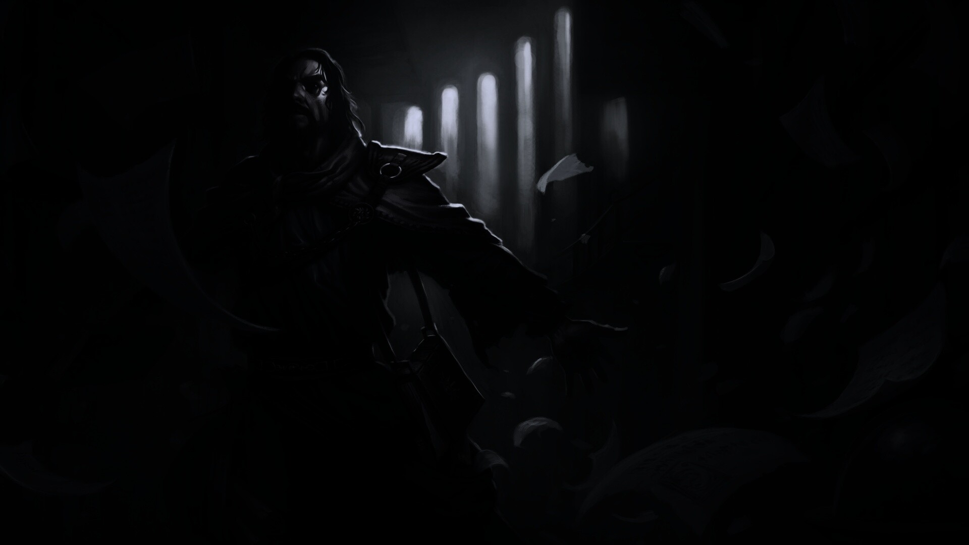 Маг в библиотеке обои