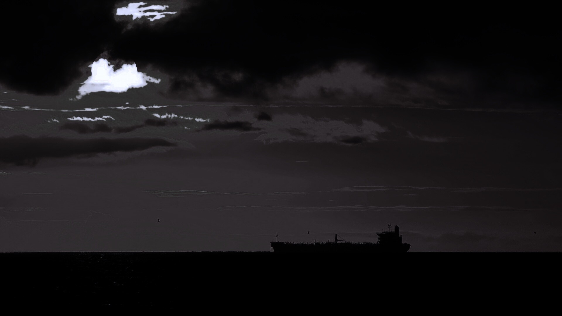 Баржа на закате обои