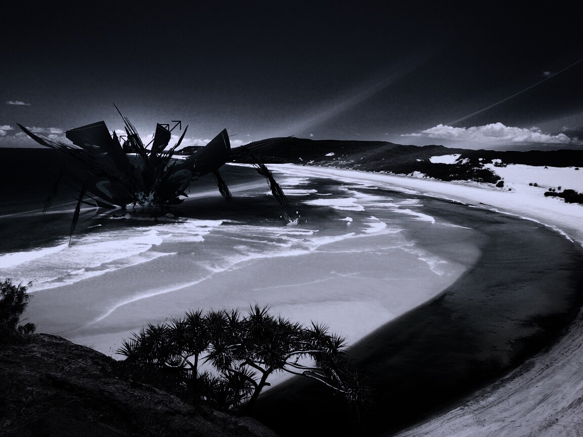 Робот на побережье обои