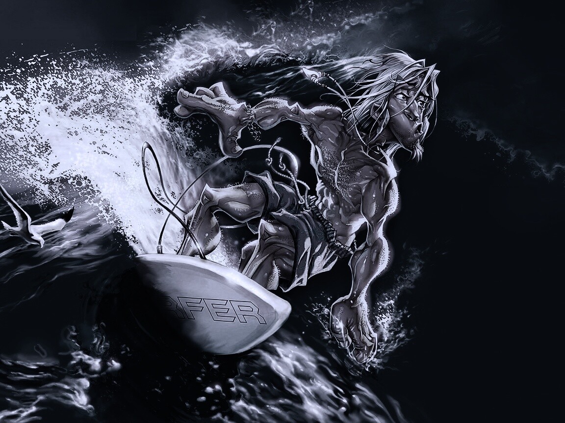 Карикатура на серфера обои