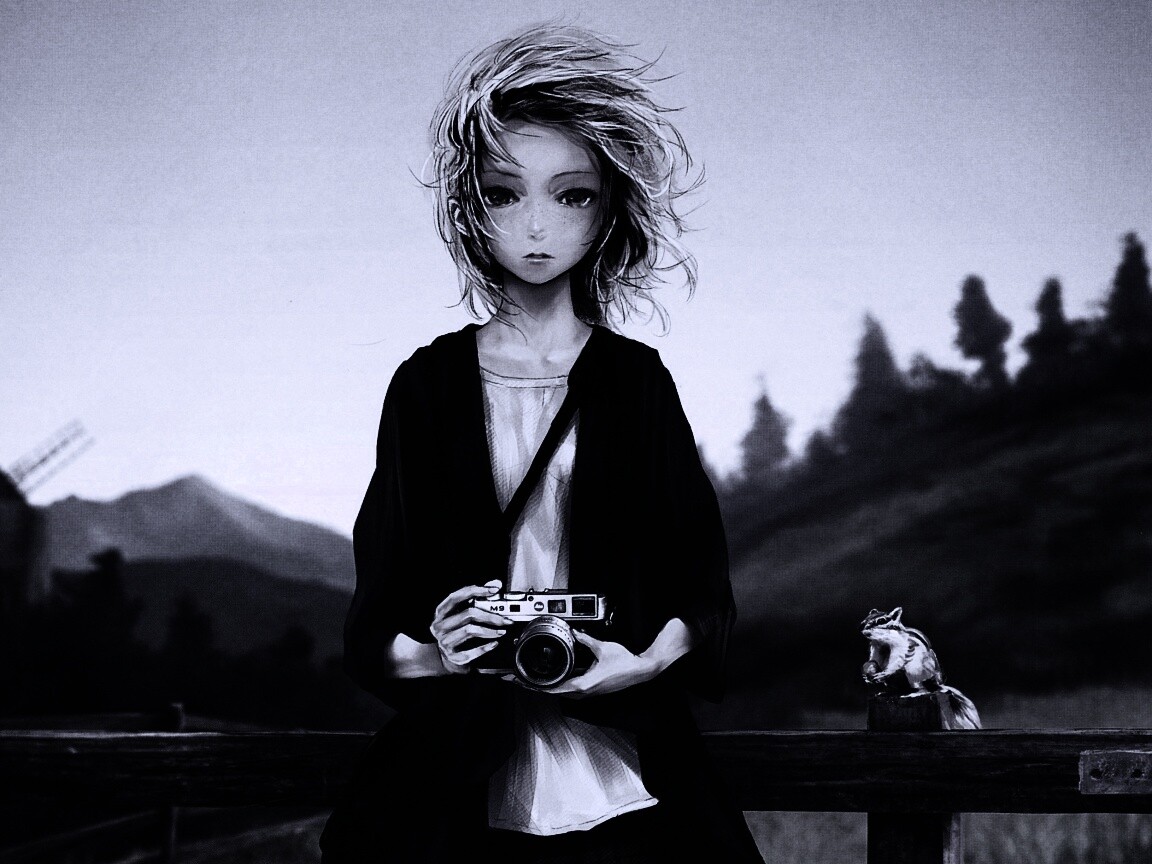 Девушка с фотоаппаратом обои