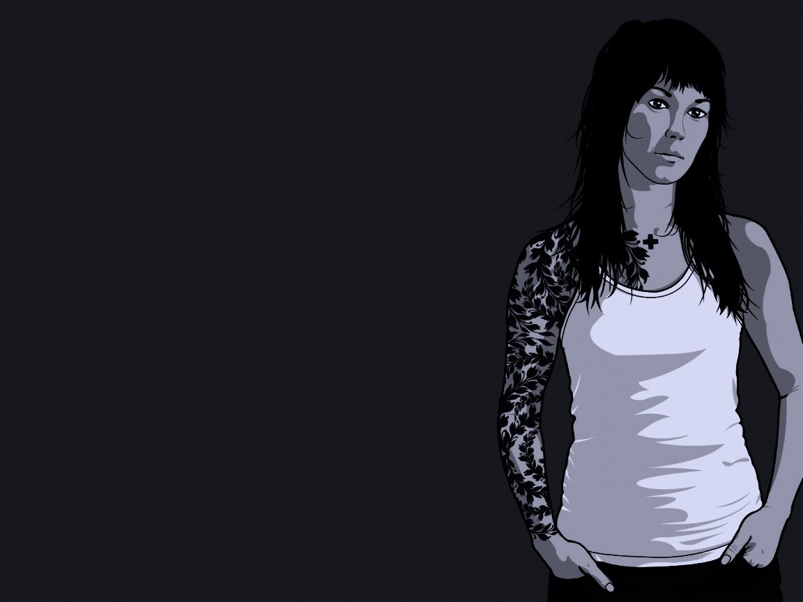 Девушка с татуировкой в виде листвы обои