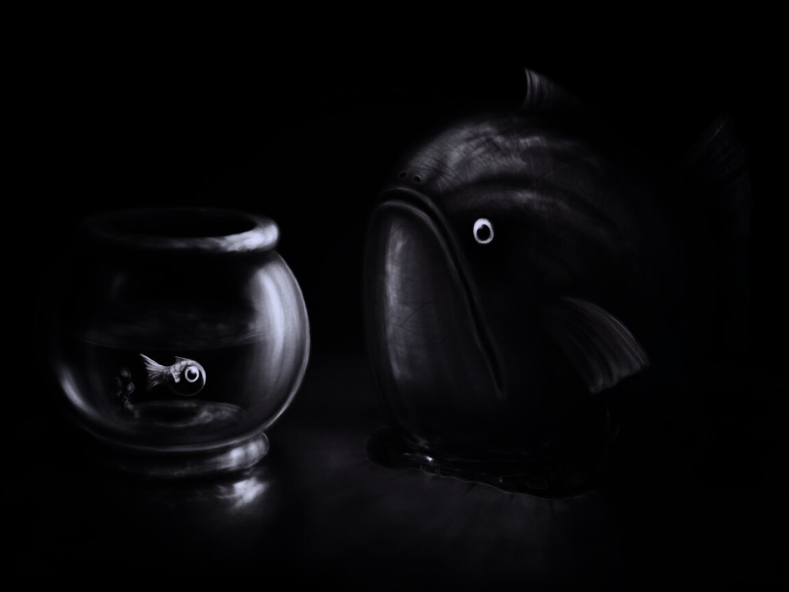 Большая и маленькая рыбки обои