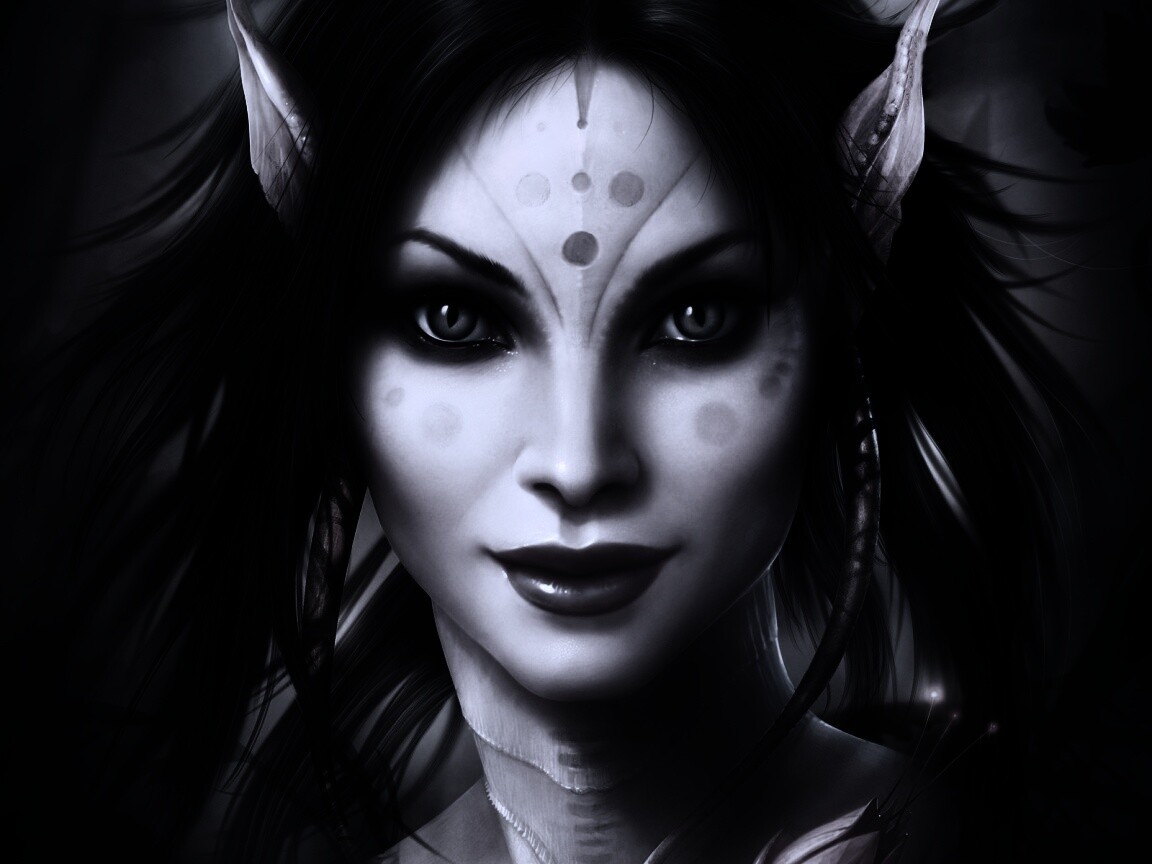 Эльфийка с кошачьими глазами обои