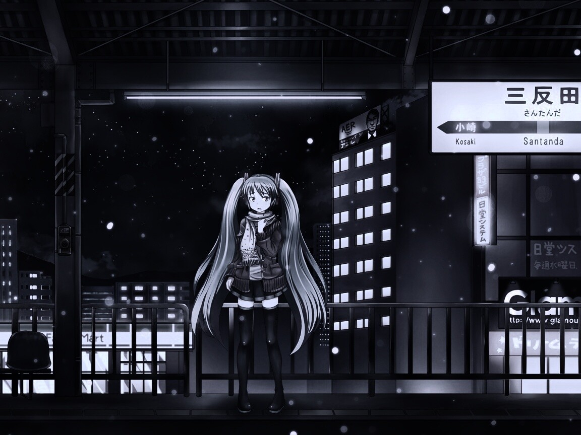 Девочка на остановке обои