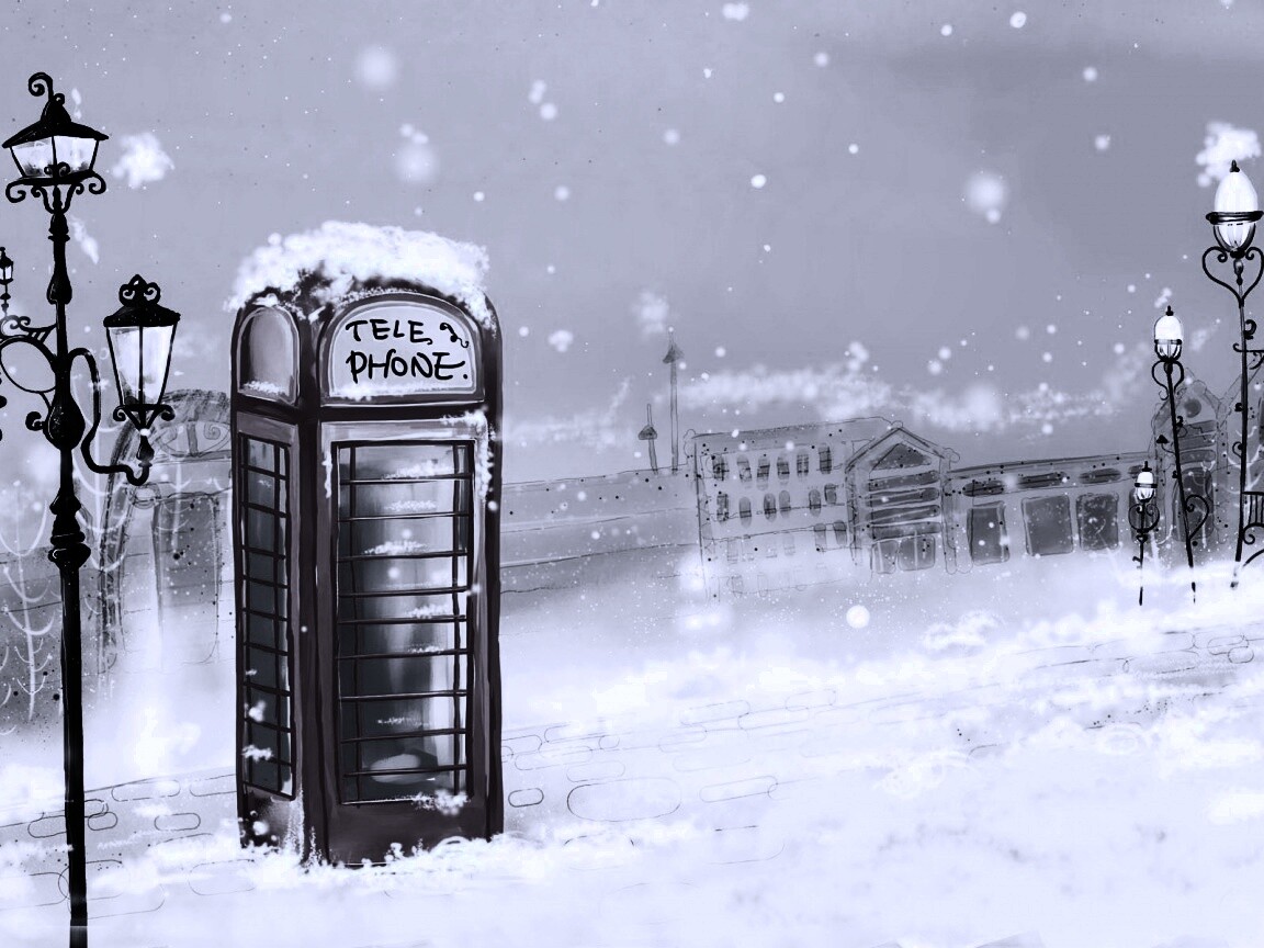 Лондонская телефонная будка обои