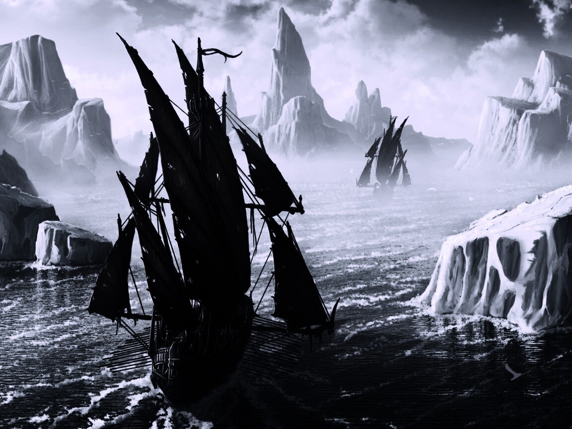 Корабли во льдах обои