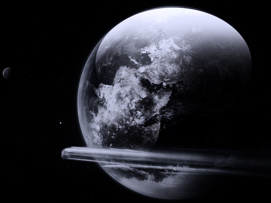 Метеорит пролетает мимо Земли обои