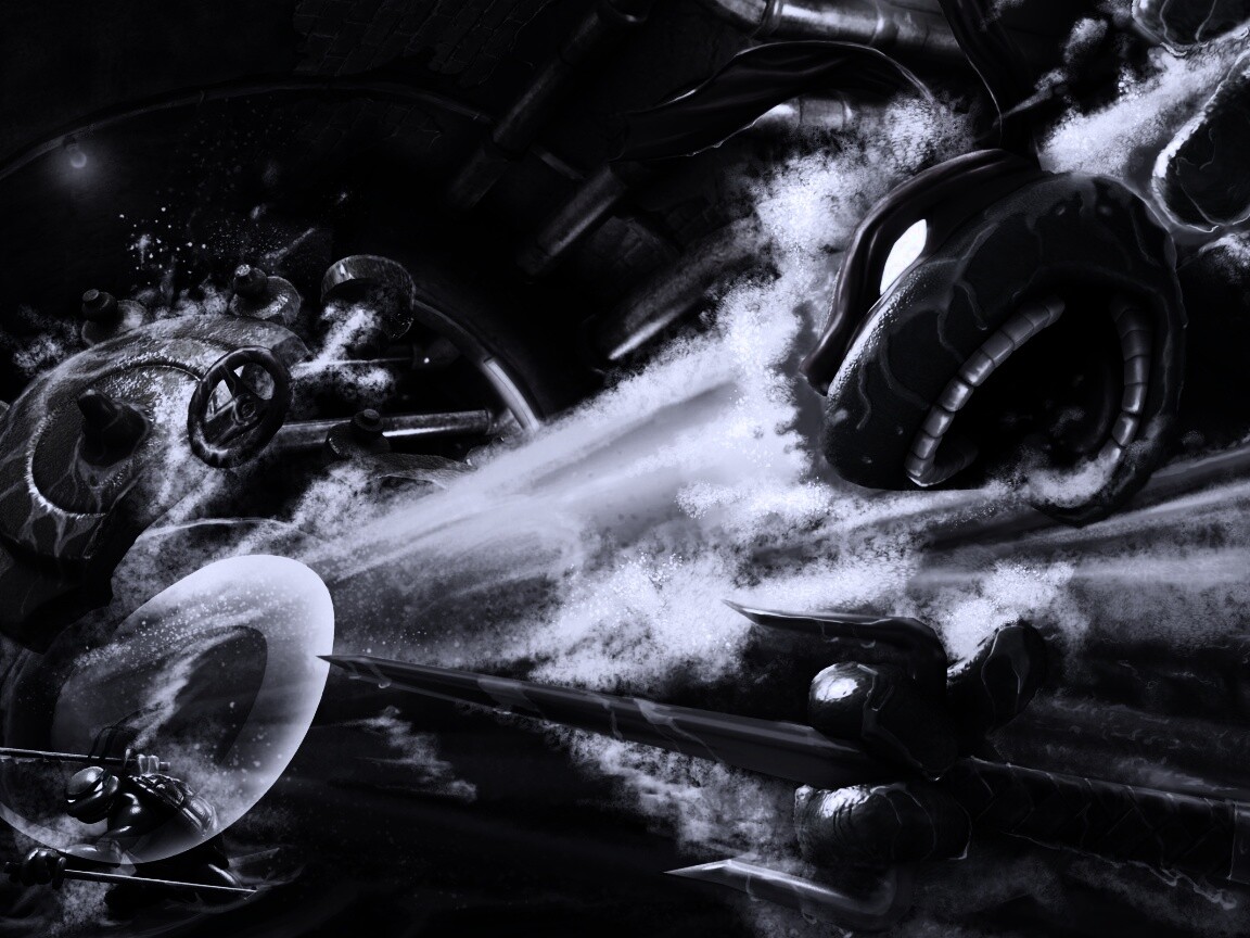 Рафаэля и Леонардо смывает водой обои