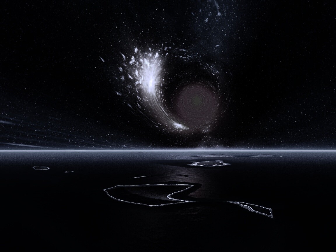 Красная дыра над океаном обои