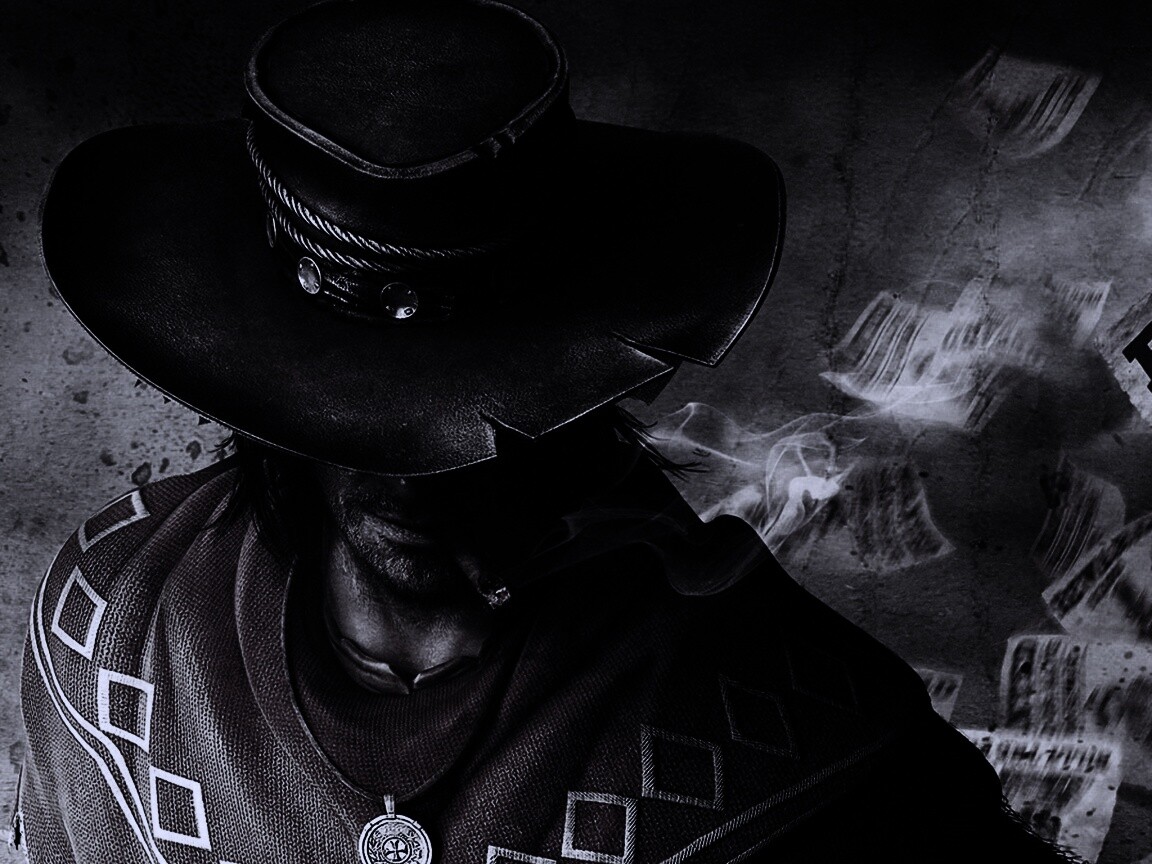 Мужик с сигарой в шляпе и пончо обои