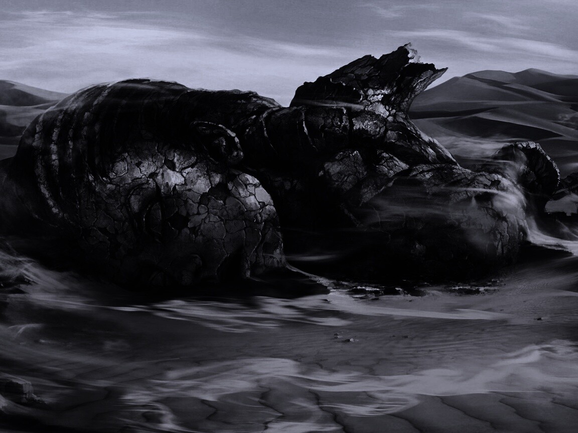 Развалины статуи в пустыне обои