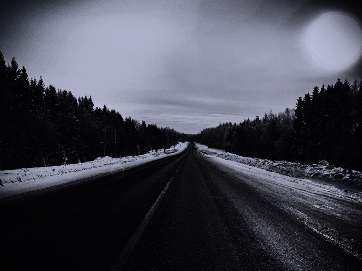 Дальняя дорога зимой обои