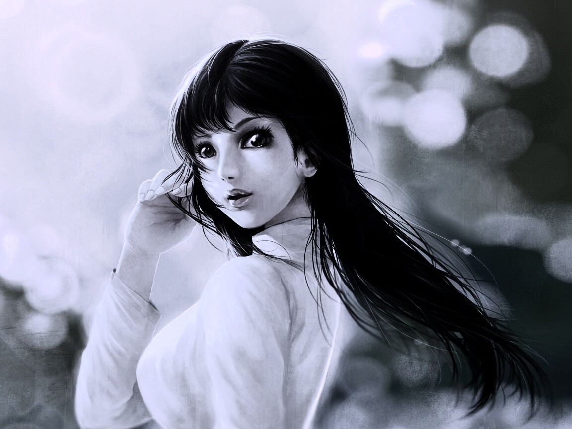 Девушка вполоборота обои