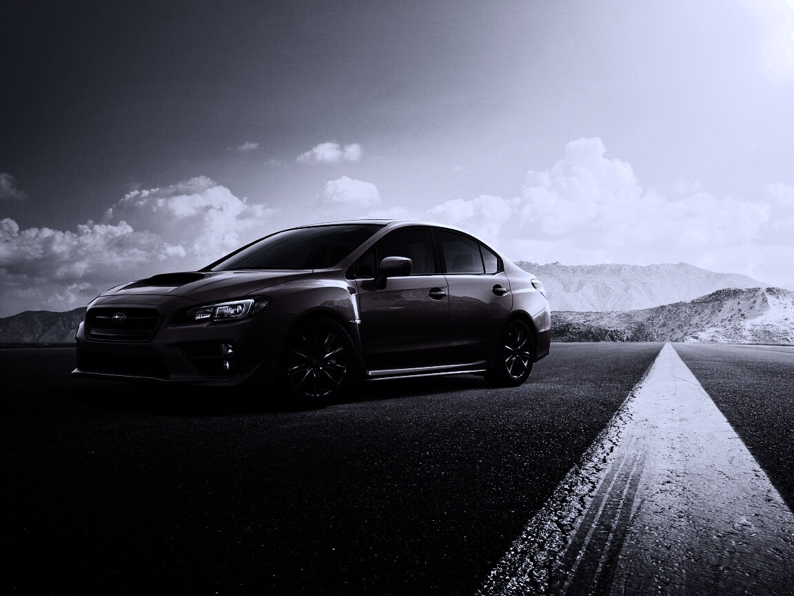 Subaru WRX на пустынной трассе обои