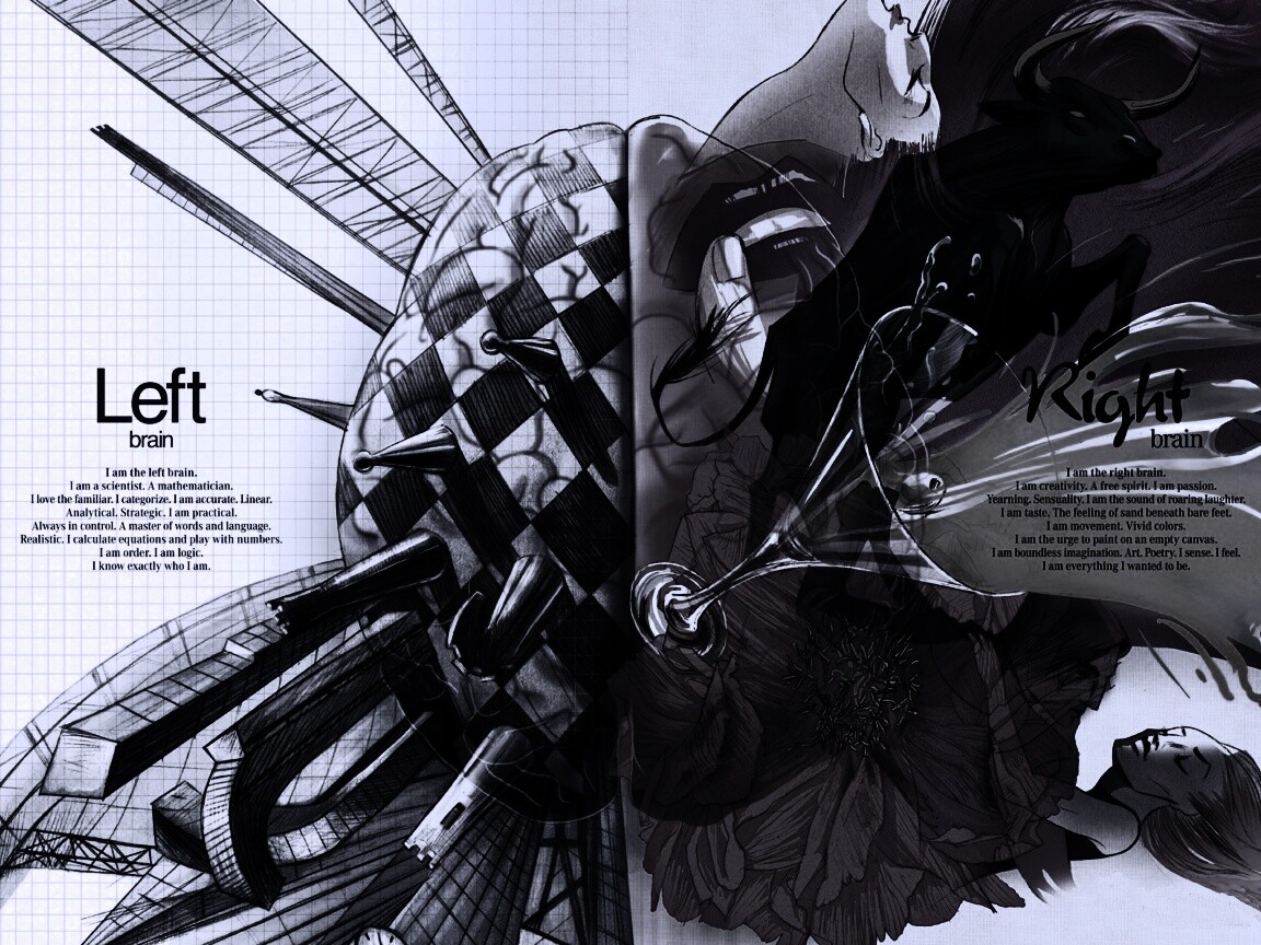 Левая и правая часть мозга обои