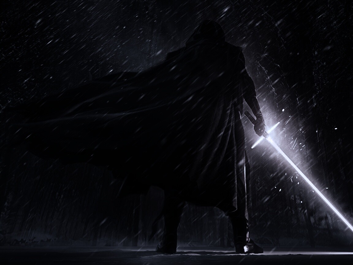 Кайло Рен в зимнем лесу обои