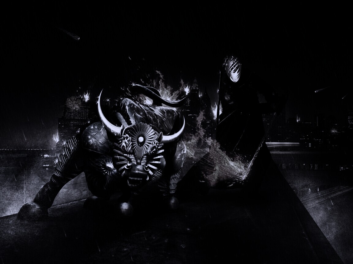 Воин и бык на крыше обои