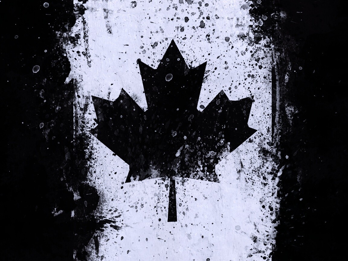 Флаг Канады нарисованный краской обои