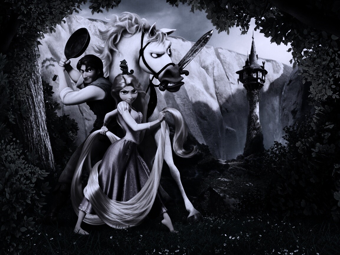 Рапунцель, Флин, Максимус и Паскаль обои