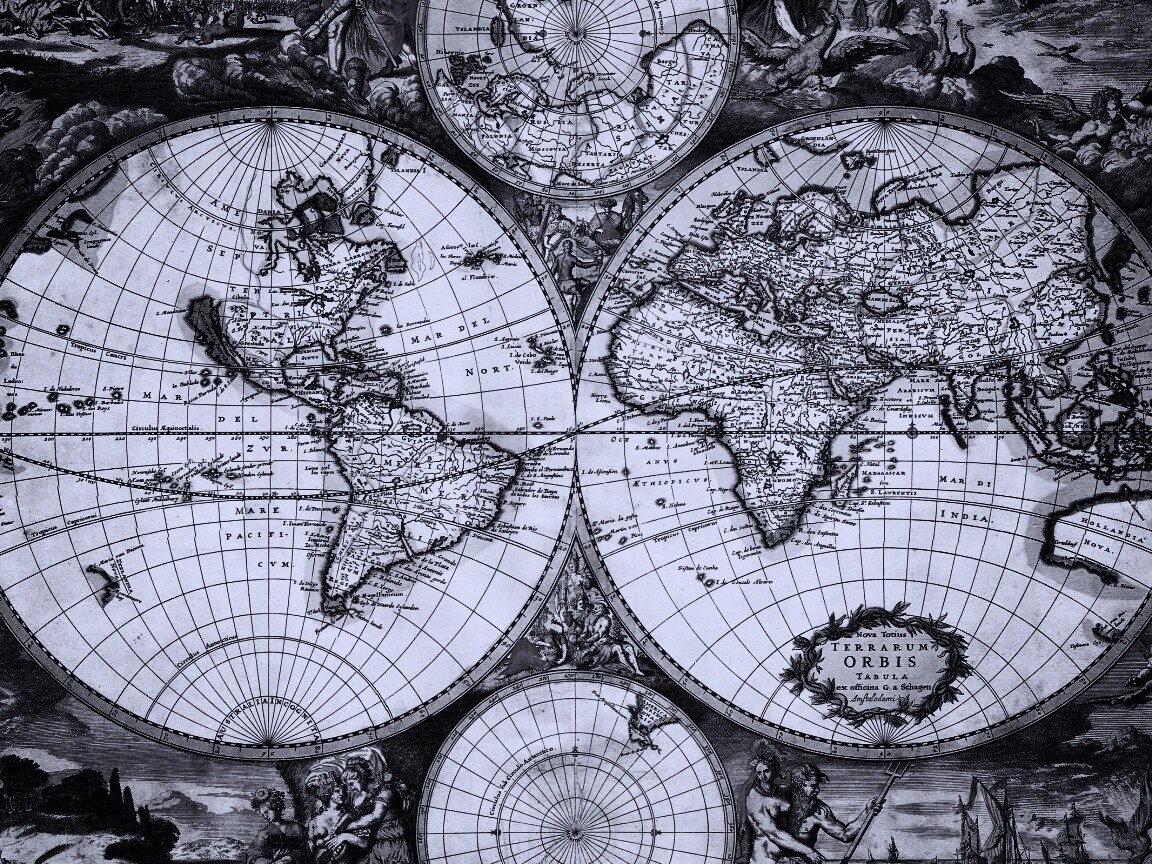 Старинная карта мира обои