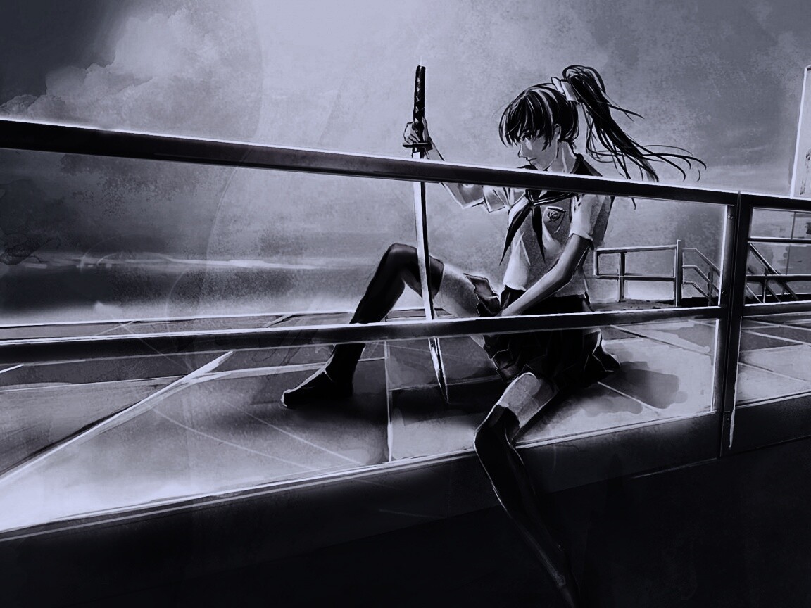 С катаной в руке обои