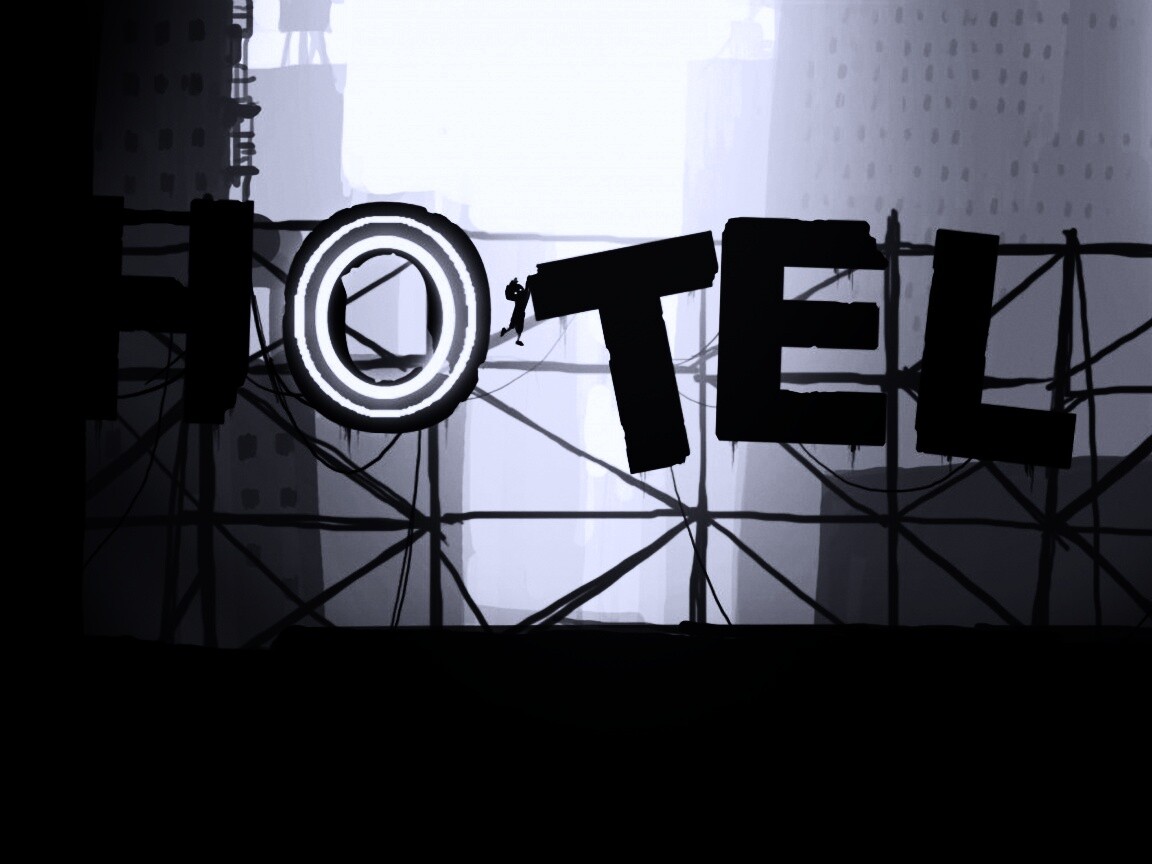 Мальчик из Limbo на вывеске "Hotel" обои