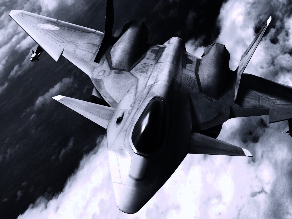 Нарисованный истребитель в полете обои