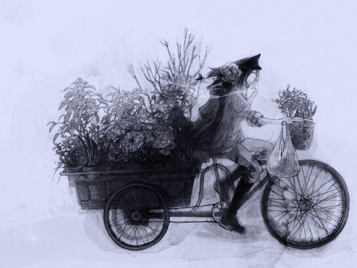 Развозчик цветов в пастельных тонах обои