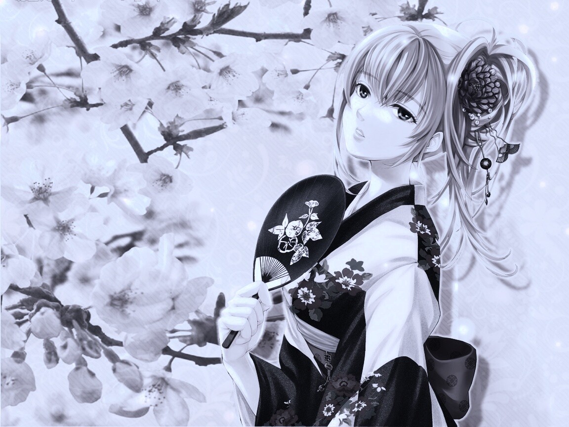 Девушка в кимоно обои