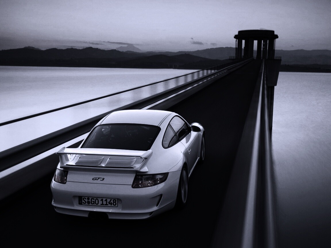 Порше на дамбе обои