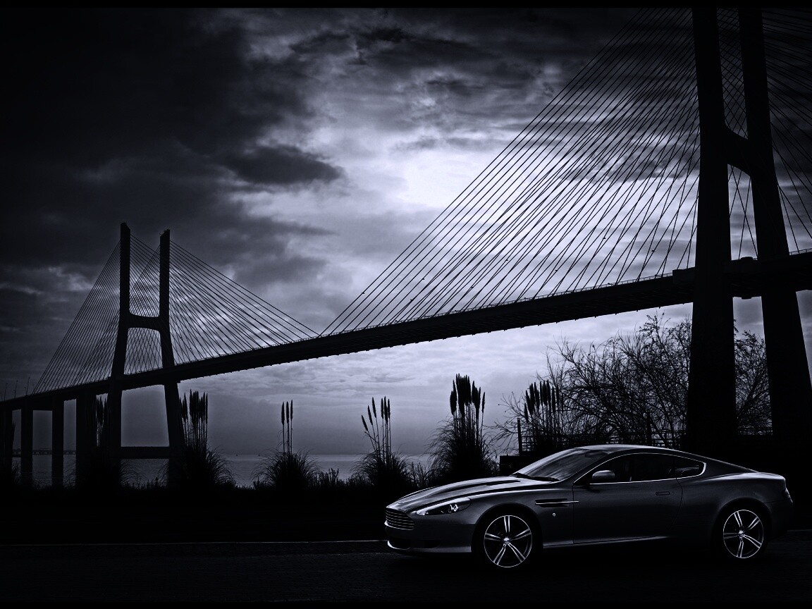 Aston Martin на фоне моста обои