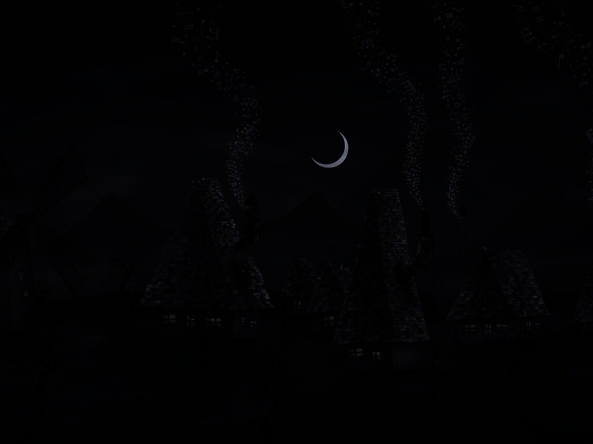 Ночная деревенька обои