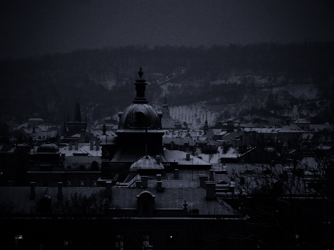 Город зимой обои